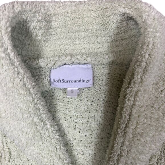 SOFT SURROUNDINGS Light Green Terry Cloth Cardigan Loungewear Robe Size Small - Picture 2 of 6